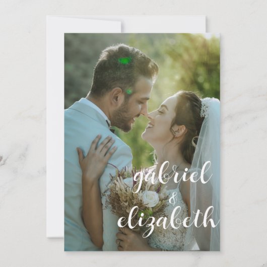 Eenvoudig Modern Elegant, Sla de datum Bruiloft op Kaart (Achterkant)