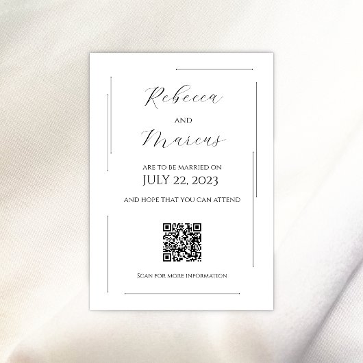 Eenvoudig, modern en elegant met QR-code | Weddens Kaart