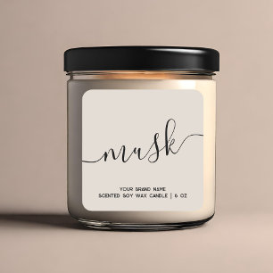 Eenvoudig, modern en minimaal kaarslabel vierkante sticker