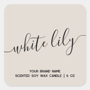 Eenvoudig, modern en minimaal kaarslabel vierkante sticker