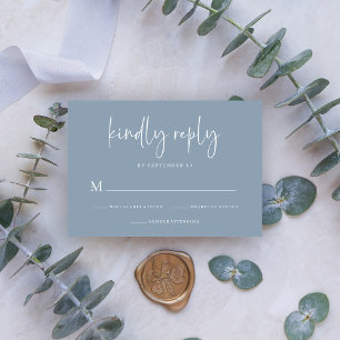Eenvoudig modern en minimalistisch Dusty Blue We RSVP Kaartje