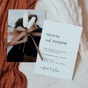 Eenvoudig modern en minimalistisch Foto Rug Wedd Kaart