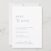 Eenvoudig Modern en Minimalistisch Stoffig Blauw | Save The Date (Voorkant)