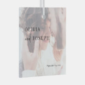 Eenvoudig modern en minimalistisch | Weddenfoto Glas Ornament (Voorkant Rechts)