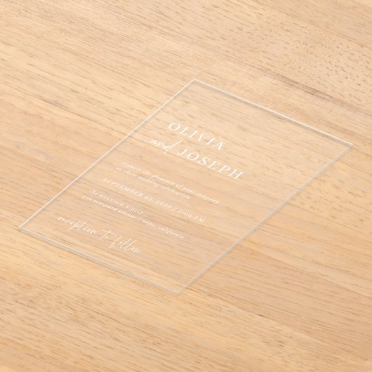 Eenvoudig modern en minimalistisch | Weddenschap Acryl Uitnodigingen (Laagn)