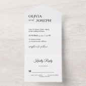 Eenvoudig Modern en Minimalistisch | Witte bruilof All In One Uitnodiging (Binnen)