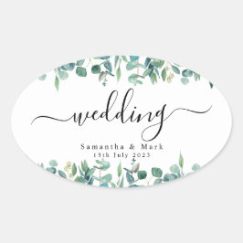 Eenvoudig modern Eucalyptus Weddenschap Ovale Sticker