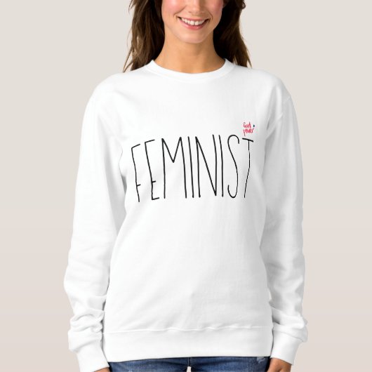 Eenvoudig modern feministisch script met minimale  trui (Voorkant)