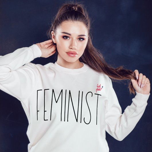 Eenvoudig modern feministisch script met minimale  trui