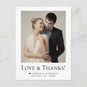 Eenvoudig Modern Foto Bruiloft Liefde & Dank Aange Briefkaart