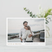Eenvoudig modern Foto Gold Love and Bedankt Weddin (Staand voorkant)