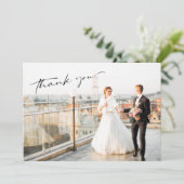Eenvoudig modern fotohuwelijk bedankkaart (Staand voorkant)