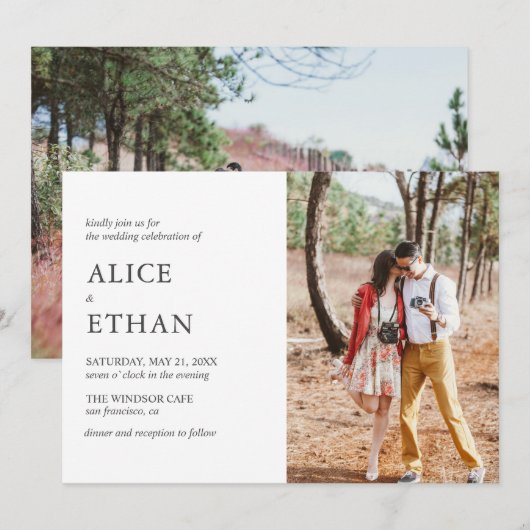 Eenvoudig modern fotohuwelijk kaart (Voorkant / Achterkant)