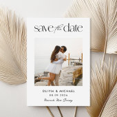 Eenvoudig modern fotohuwelijk save the date