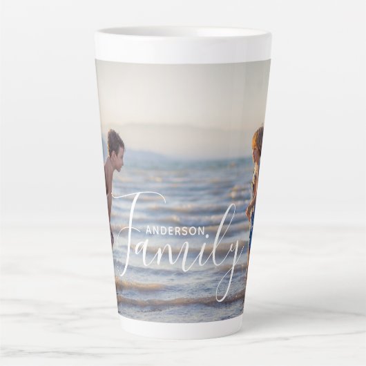 Eenvoudig modern fotosjabloon Aangepaste naam Latte Mok (Voorkant)