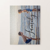 Eenvoudig modern fotosjabloon Aangepaste naam Legpuzzel (Verticaal)