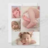 eenvoudig modern frame 5 collage foto script baby aankondiging (Achterkant)
