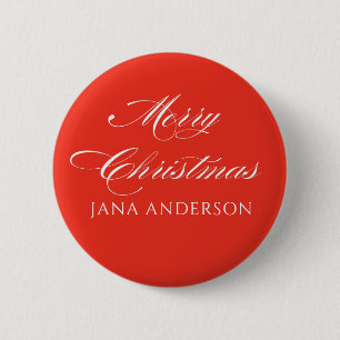 Eenvoudig Modern Gelukkig Kerstmis Aangepast  Ronde Button 5,7 Cm