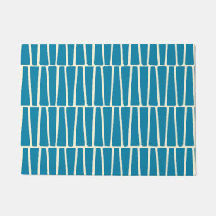 Eenvoudig Modern Geometrisch Blauw Geel Patroon Deurmat