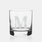 Eenvoudig Modern Gepersonaliseerde Naam Initiaal M Whisky Glas (Voorkant)