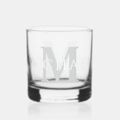 Eenvoudig Modern Gepersonaliseerde Naam Initiaal M Whisky Glas (Achterkant)