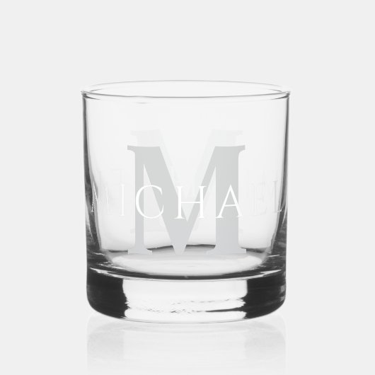 Eenvoudig Modern Gepersonaliseerde Naam Initiaal M Whisky Glas (Achterkant)