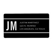 Eenvoudig Modern Gestreept Zwart & Wit Terugkeerad Etiket (Voorkant)