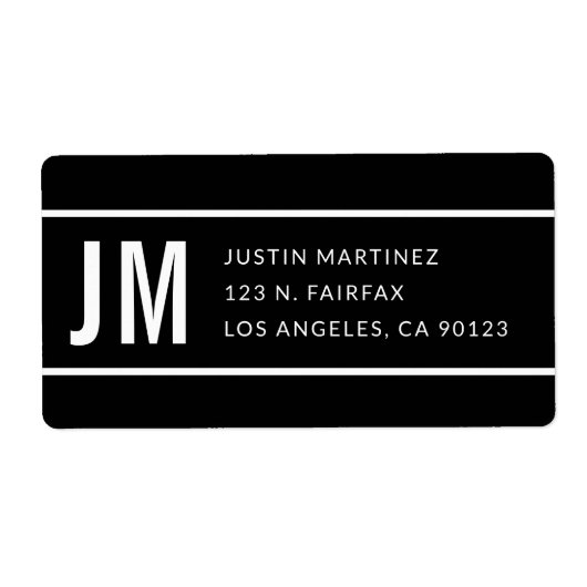 Eenvoudig Modern Gestreept Zwart & Wit Terugkeerad Etiket (Voorkant)