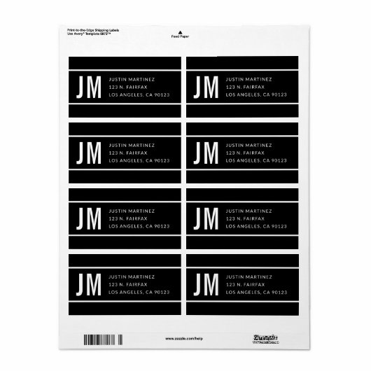 Eenvoudig Modern Gestreept Zwart & Wit Terugkeerad Etiket (Full Sheet)