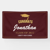 Eenvoudig modern Glitter Afstudeerder Red Maroon A Spandoek (Horizontaal)