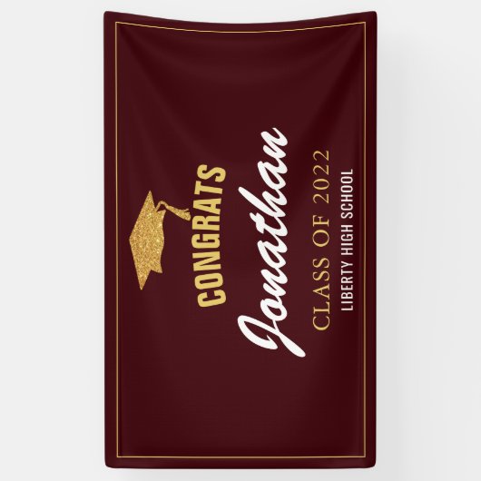 Eenvoudig modern Glitter Afstudeerder Red Maroon A Spandoek (Verticaal)