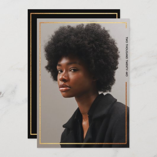 Eenvoudig, modern Gold Border Afstuderen Kaart (Voorkant / Achterkant)