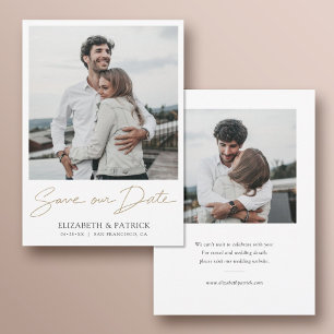 Eenvoudig Modern Gold Script 2 Fotobruiloft Save The Date