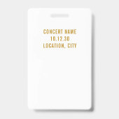 Eenvoudig Modern Gold Script VIP All Access Pass Badge (Achterkant)