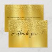 Eenvoudig Modern Goud Glitter Elegante Script Bedankkaart (Voorkant / Achterkant)