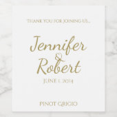 Eenvoudig Modern Goud Metallic Bruiloft Wijn Label Wijn Etiket (Enkel label)