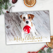 Eenvoudig Modern Goud Script 2 Foto Kerstmis Feestdagenkaart