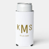 Eenvoudig Modern Goud & Wit Monogram Bruiloft (Seltzer Voorkant)