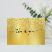 Eenvoudig modern gouden glitterscript elegant bedankkaart (Staand voorkant)