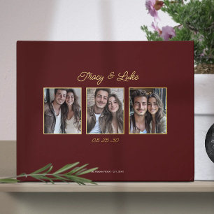 Eenvoudig modern gouden Lijst met drie paar foto's Gastenboek