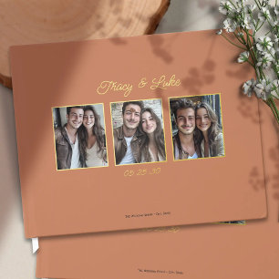 Eenvoudig modern gouden Lijst met drie paar foto's Gastenboek