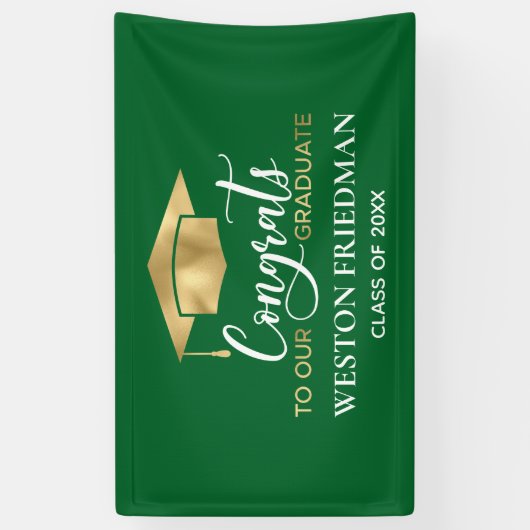 Eenvoudig, modern, groen Afstuderen Spandoek (Verticaal)