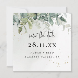 Eenvoudig modern groen en goudgroen vierkant save the date