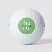 Eenvoudig Modern Groen Monogram Naam + Initiaal Golfballen (Voorkant)