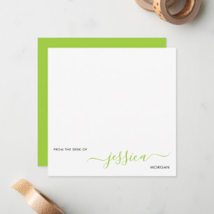 Eenvoudig modern, groen script notitiekaartje