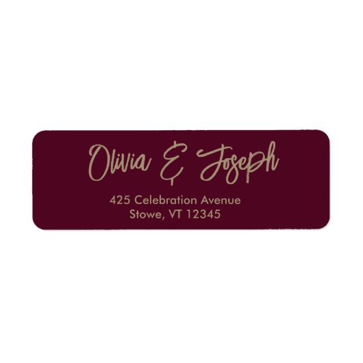 Eenvoudig modern handgeschetst script Bourgondië Etiket (Voorkant)