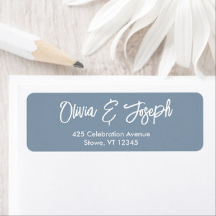 Eenvoudig modern handgeschetst script Dusty Blue Etiket