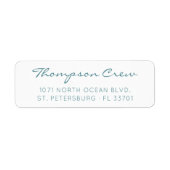 Eenvoudig modern handgeschreven Aqua Blue retourad Etiket (Voorkant)