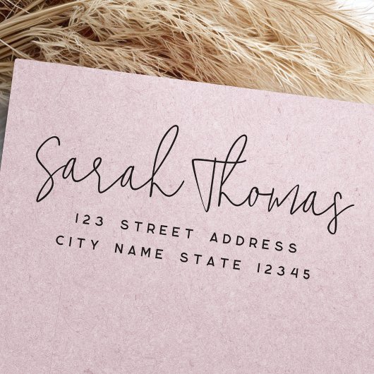 Eenvoudig modern handgeschreven script retouradres 	rubberstempel