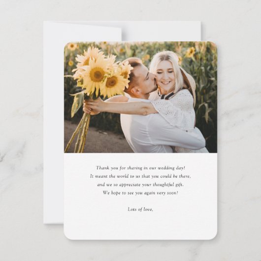 Eenvoudig modern handschrift Foto bruiloft Bedankkaart (Achterkant)
